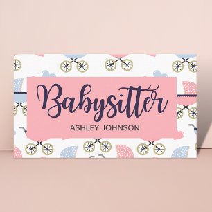 Tarjeta De Visita Niñera Niñera Babysitter Stroller Calligraphy