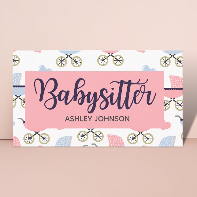 Tarjeta De Visita Niñera Niñera Babysitter Stroller Calligraphy (Subido por el creador)