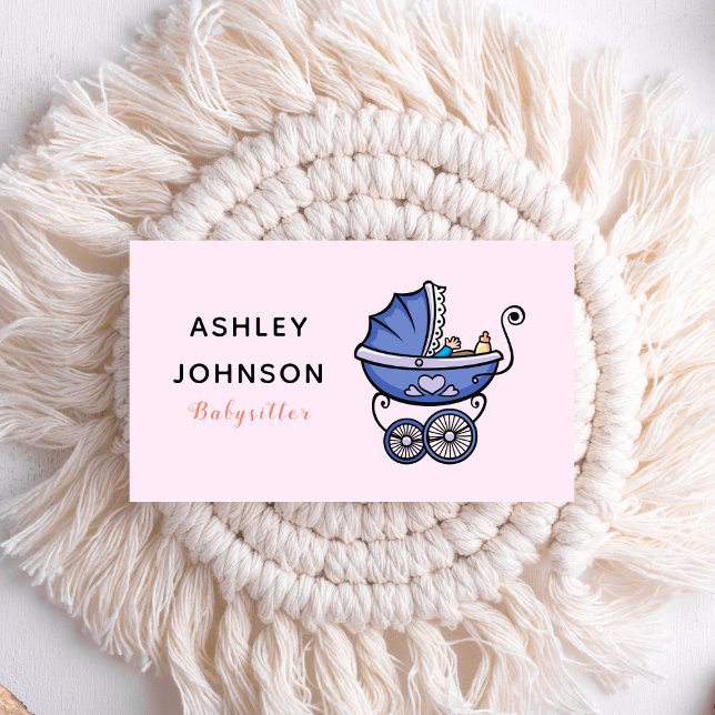 Tarjeta De Visita Niñera Niñera Cuidadora Cuidada Stroller Adorable (Subido por el creador)