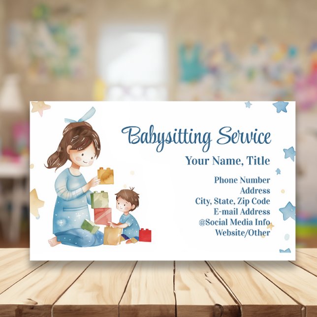Tarjeta De Visita Niñera Niñera Cuidados Infantiles Jugar a la Acuar (babysitter nanny babysitting business card)