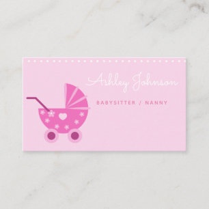 Tarjeta De Visita Niñera Niñera Niñera Simple Cutícula Rosa Stroller
