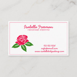 Tarjeta De Visita Niñera Rosa floral moderno canguro
