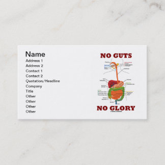 Tarjeta De Visita Ninguna tripa ninguna gloria (anatomía del sistema