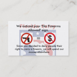 Tarjeta De Visita ¡Ningunos armas ningún dinero!