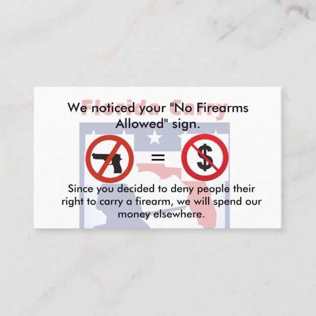 Tarjeta De Visita ¡Ningunos armas ningún dinero! (Anverso)