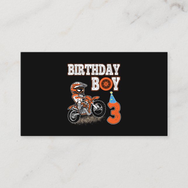 Tarjeta De Visita Niño de 3 años - Niño de cumpleaños - Bicicleta su (Anverso)