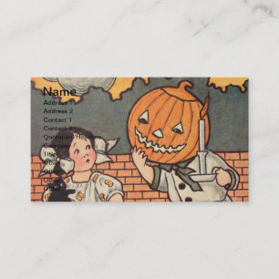 Tarjeta De Visita Niño de Calabaza (Tarjeta Antigua de Halloween)