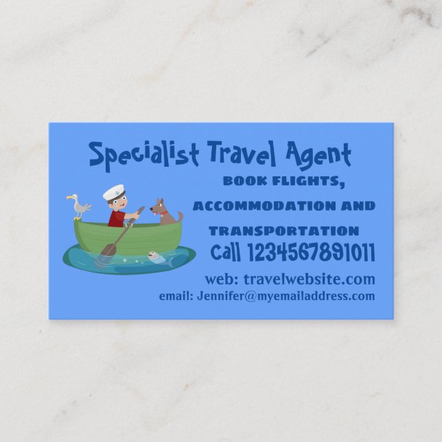 Tarjeta De Visita Niño pequeño marinero y personalizado de un bote d (Anverso)