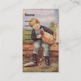 Tarjeta De Visita Niño y pollo cosechado