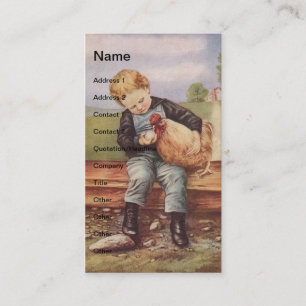 Tarjeta De Visita Niño y pollo cosechado