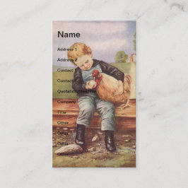 Tarjeta De Visita Niño y pollo cosechado