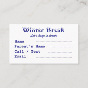 Tarjeta De Visita Niños de vacaciones de invierno