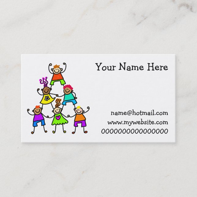 Tarjeta De Visita Niños del trabajo en equipo (Anverso)
