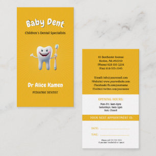 Tarjeta De Visita Niños felices y dientes Dentista pediátrico