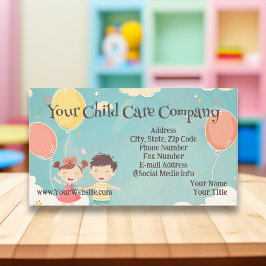 Tarjeta De Visita Niños felices y globos guarderías infantiles