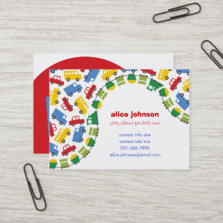 Tarjeta De Visita Niños Juguetes Transporte Niños Fiesta Planner
