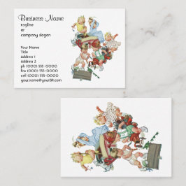 Tarjeta De Visita Niños pequeños de la época jugando con camiones de