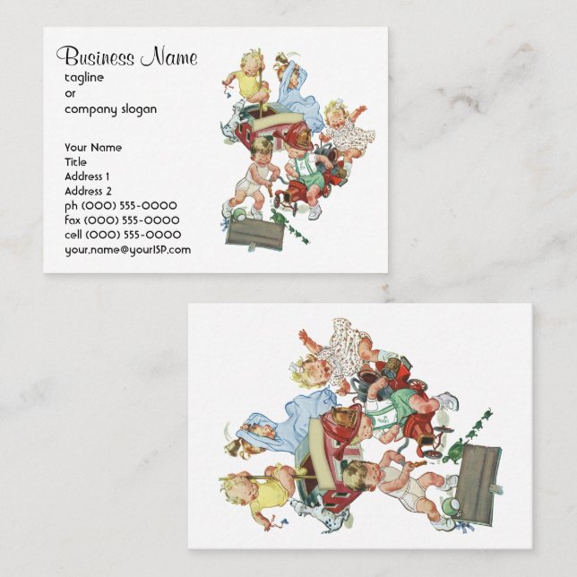 Tarjeta De Visita Niños pequeños de la época jugando con camiones de (Anverso / Reverso)