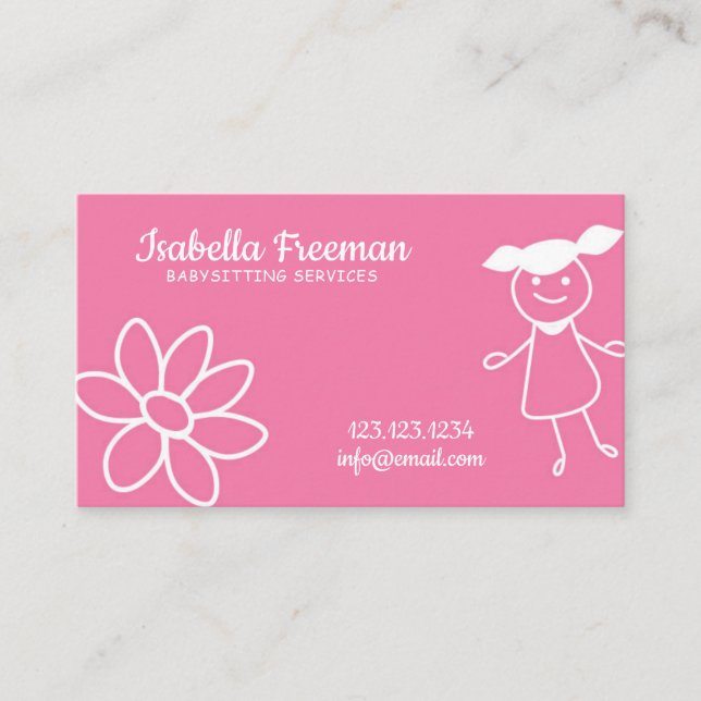 Tarjeta De Visita Niños pequeños pequeños de color rosa (Anverso)