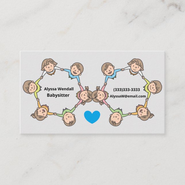 Tarjeta De Visita Niños Personalizados educados jugando en niñera ci (Anverso)