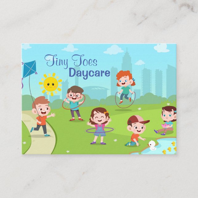 Tarjeta De Visita Niños personalizados que juegan a guarderías infan (Anverso)