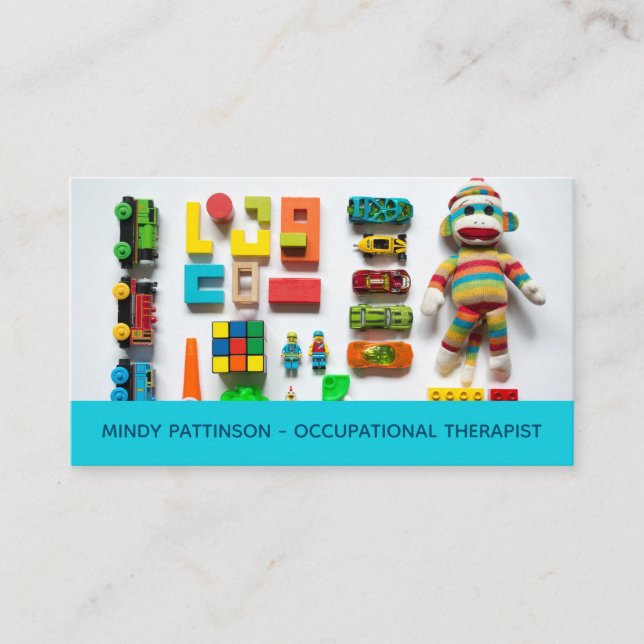 Tarjeta De Visita Niños Terapéuticos Ocupacionales Juguetes Fotograf (Anverso)
