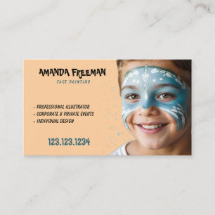 Tarjeta De Visita Niños únicos azules y Naranjas enfrentan pintura