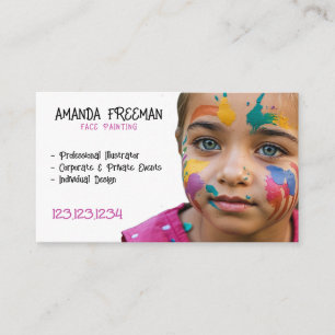 Tarjeta De Visita Niños únicos rosas y blancos enfrentan pintador