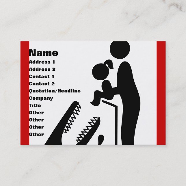 Tarjeta De Visita No alimentes a la hija del Rótulo Zoológico de Coc (Anverso)