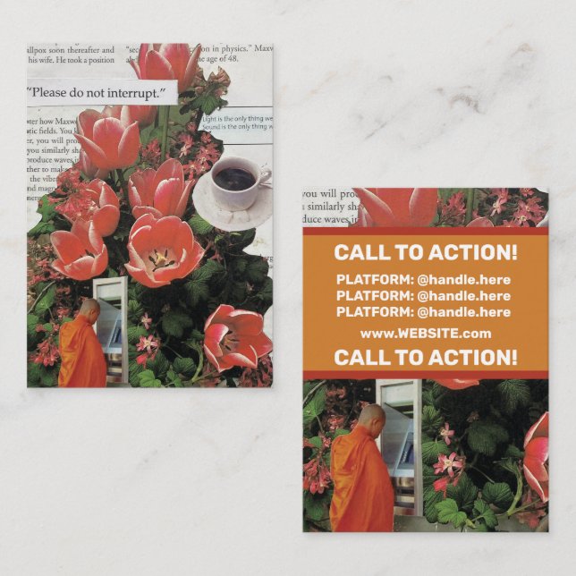 Tarjeta De Visita No interrumpa el tiempo del té del café matutino (Anverso / Reverso)