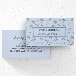 Tarjeta De Visita No me Olvides Azul Acuarela Floral