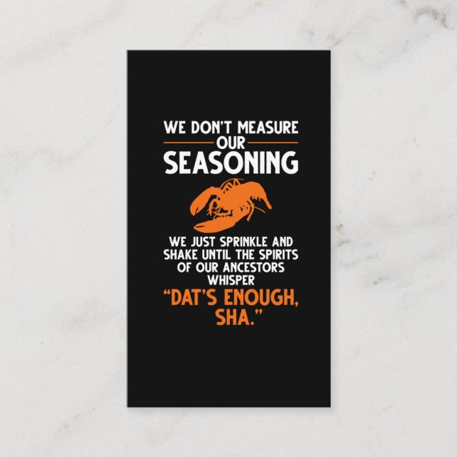 Tarjeta De Visita No medimos nuestra temporada Crawfish Quote (Anverso)