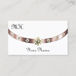 Tarjeta De Visita Noble blanco y oro Rosa con Monograma lujoso