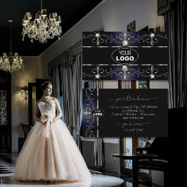 Tarjeta De Visita Noble Blue Ornate Bordes Diamantes con Logotipo