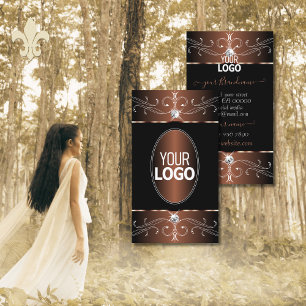 Tarjeta De Visita Noble café de color negro Ornate Ornaments y Logo