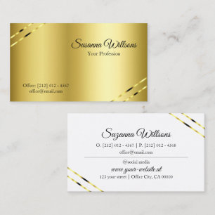 Tarjeta De Visita Noble Dorado con Líneas Brillantes Clásico y Elega