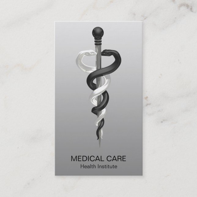 Tarjeta De Visita Noble elegancia médica elegancia Black White Ascle (Anverso)