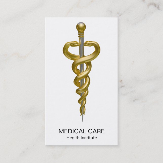 Tarjeta De Visita Noble elegancia médica elegancia dorada Asclepio (Anverso)
