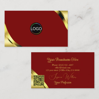Tarjeta De Visita Noble Gold Esquinas en Rojo con Logotipo y Código 