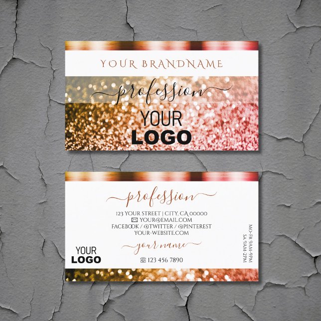 Tarjeta De Visita Noble Naranja blanco Purpurina de chispa rosa Añad (Subido por el creador)