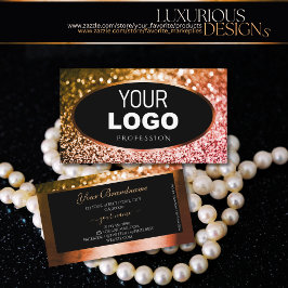 Tarjeta De Visita Noble Naranja Ombre Rosa Purpurina Negro Añadir lo