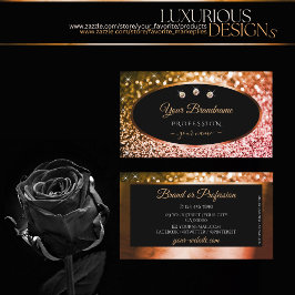 Tarjeta De Visita Noble Naranja Ombre Rosa Purpurina Negro y Diamant