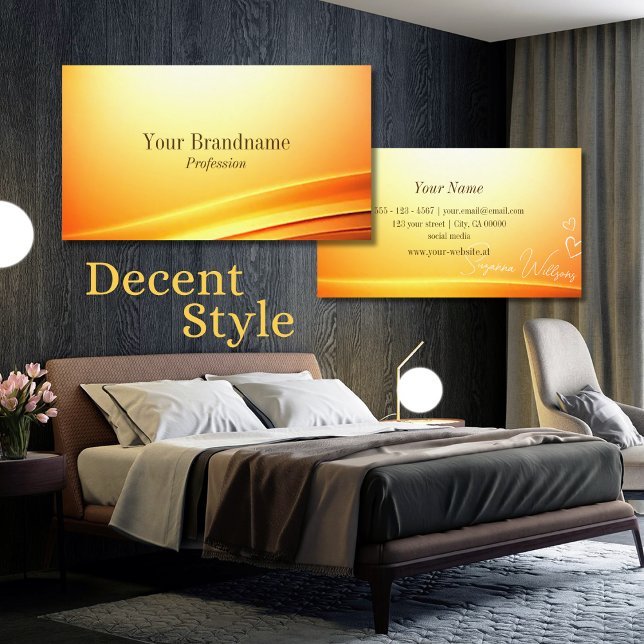 Tarjeta De Visita Noble Naranja Shimmery Decoración curvada Inspirad (Subido por el creador)