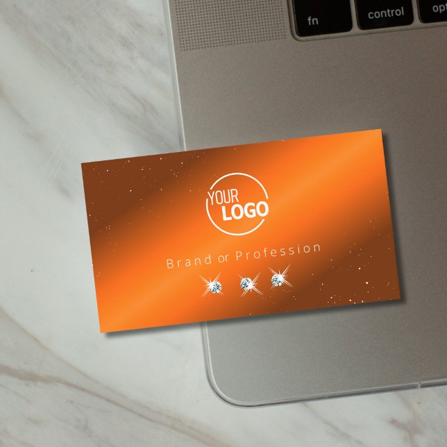 Tarjeta De Visita Noble Naranja y marrón esparcen diamantes (Subido por el creador)