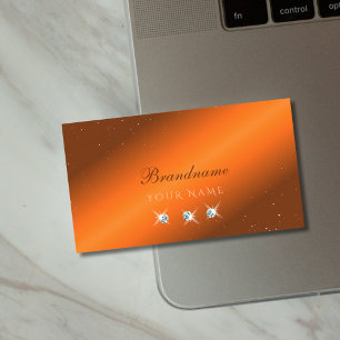 Tarjeta De Visita Noble Naranja y marrón esparcen diamantes elegante