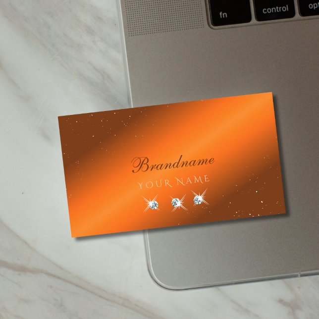 Tarjeta De Visita Noble Naranja y marrón esparcen diamantes estiliza (Subido por el creador)
