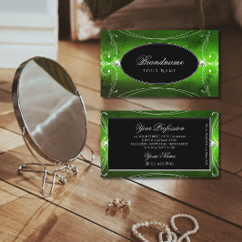 Tarjeta De Visita Noble Ornate Verde Negro Esparkle Diamonds Lujo