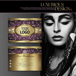 Tarjeta De Visita Noble oro Morado Purpurina Estrellas Diamantes aña