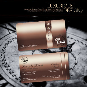 Tarjeta De Visita Noble Rosa Gold Decor Shimmery Diamonds añadir log