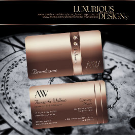 Tarjeta De Visita Noble Rosa Gold Decor Shimmery Diamonds Iniciales